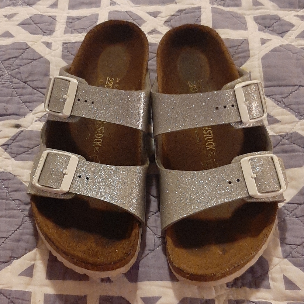 Silver Glitter Birkenstock sandals size 3